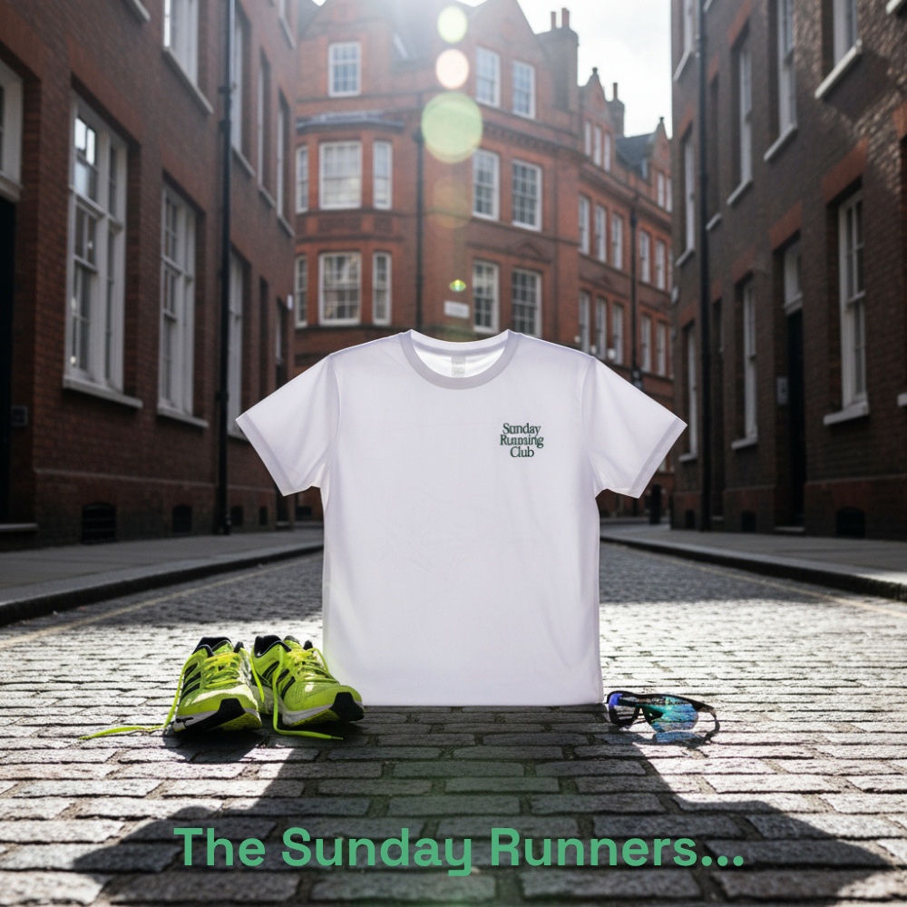 White "Sunday Running Club" Printed T-Shirt